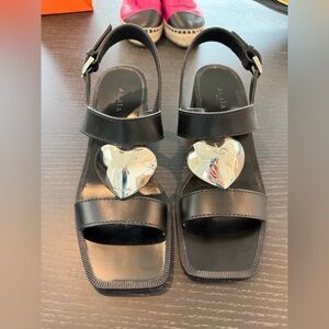 Alaia Heeled Sandal with Metal Heart; worn 2x